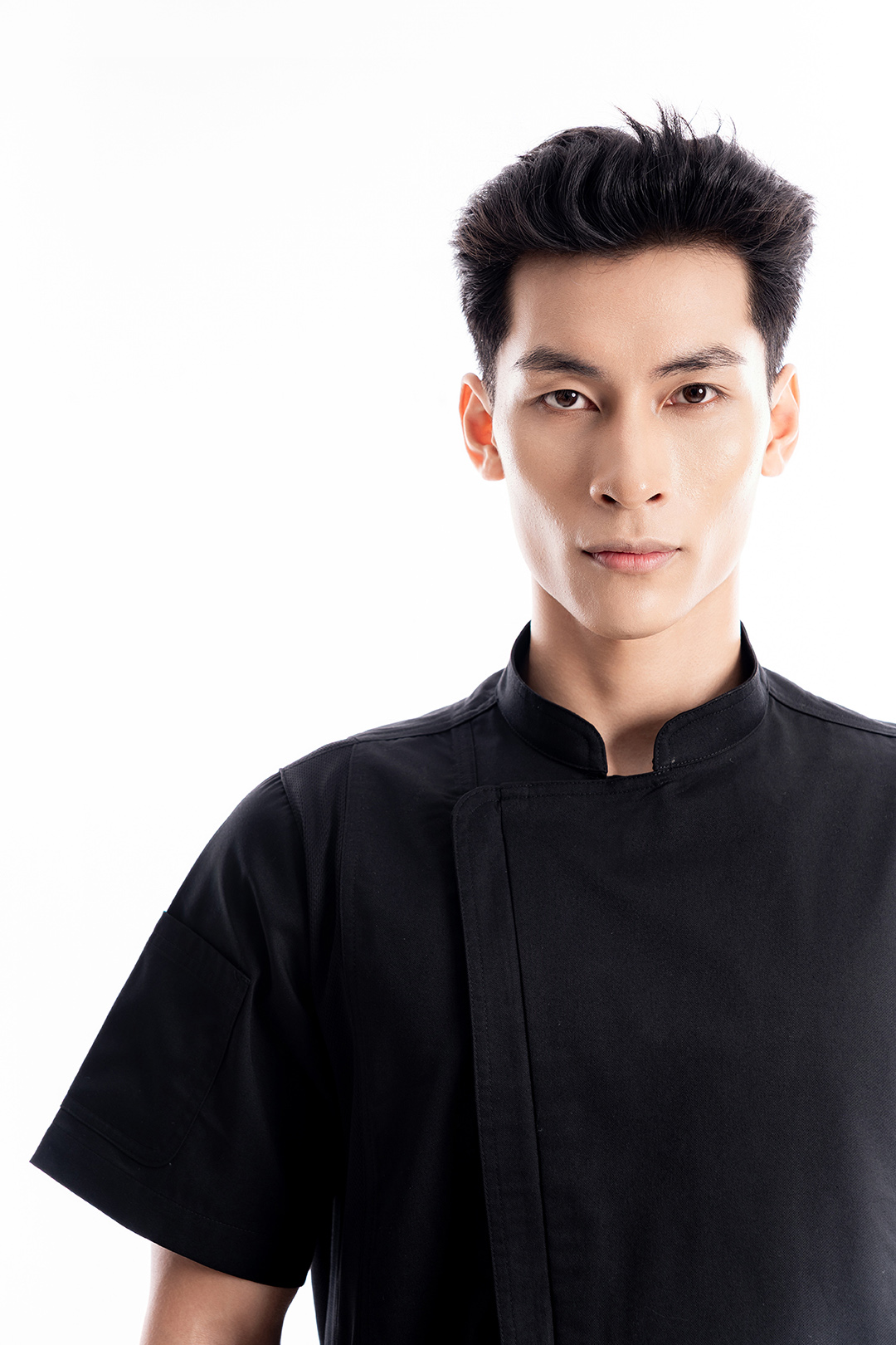 [CHEFX1] ÁO BẾP NGẮN TAY MÀU ĐEN CÓ PHỐI LƯỚI - CHEFX1 SHORT SLEEVE CHEF JACKET WITH MESH DETAIL