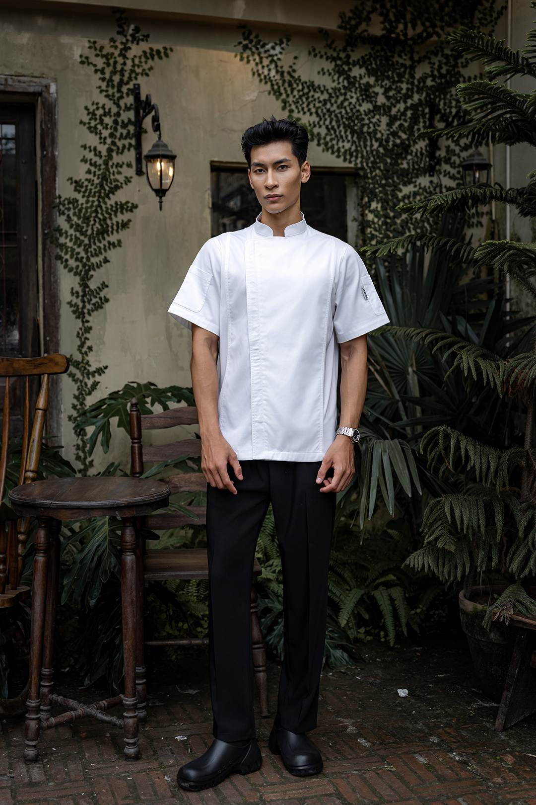 [CHEFX1] ÁO BẾP NGẮN TAY CHEFX1 CÓ PHỐI LƯỚI - CHEFX1 SHORT SLEEVE CHEF JACKET WITH MESH DETAIL