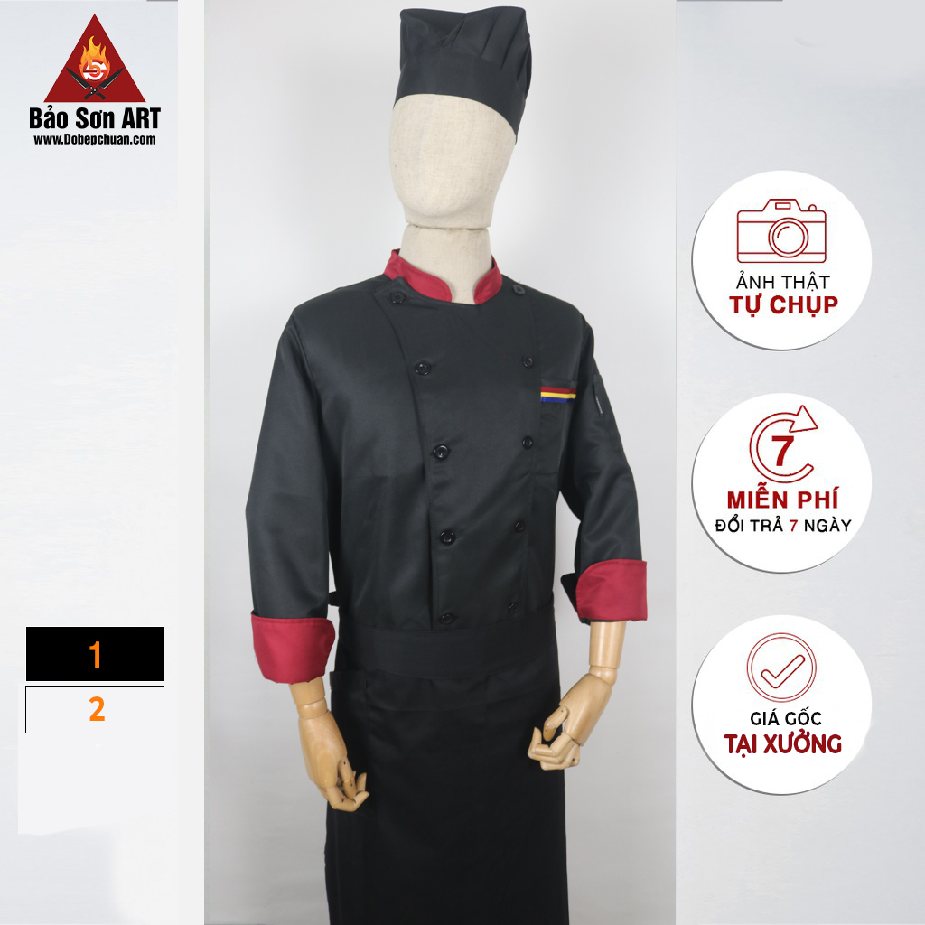 [TD01] ÁO BẾP DÀI TAY HAI HÀNG CÚC KIỂU DÁNG TRUYỀN THỐNG