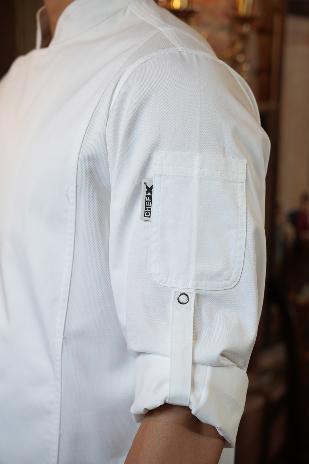 [CHEFX2] ÁO BẾP DÀI TAY CHEFX2 CÓ PHỐI LƯỚI - LONG SLEEVE CHEFX2 CHEF JACKET WITH MESH DETAIL AND ZIPPER