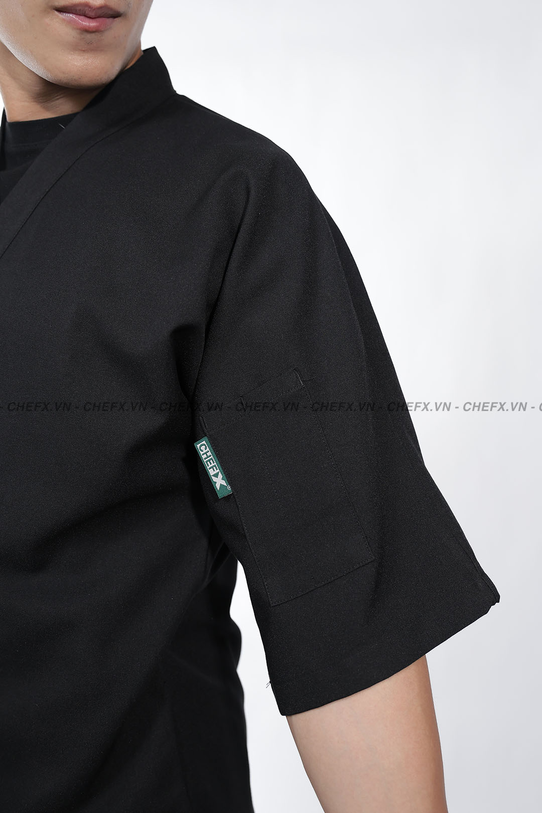 [CHEFX11] ÁO BẾP NHẬT KIỂU MÀU ĐEN DÁNG KIMONO