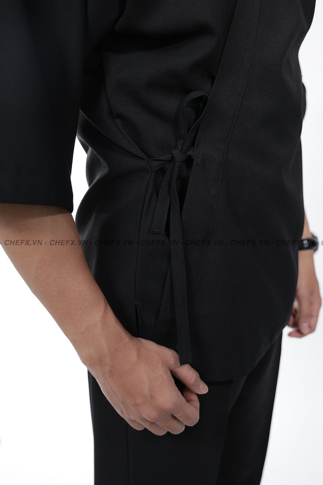 [CHEFX11] ÁO BẾP NHẬT KIỂU MÀU ĐEN DÁNG KIMONO