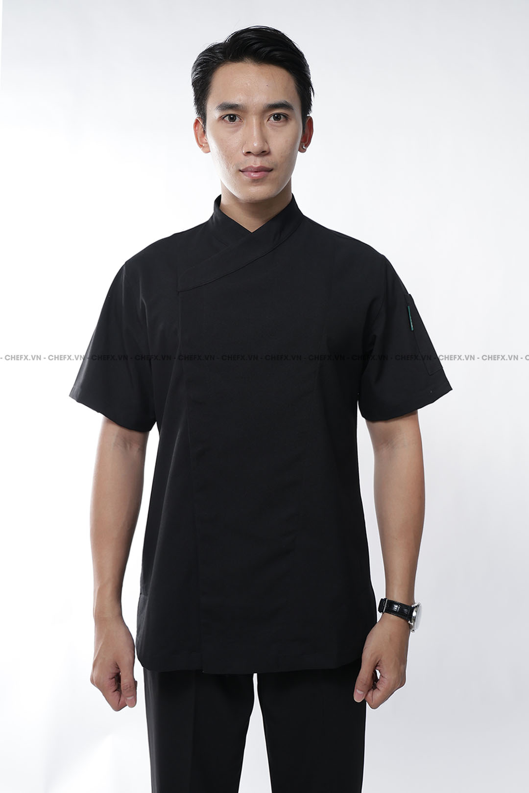 [CHEFX9] ÁO BẾP NHẬT NGẮN TAY CÚC BẤM CÓ PHỐI LƯỚI SAU LƯNG