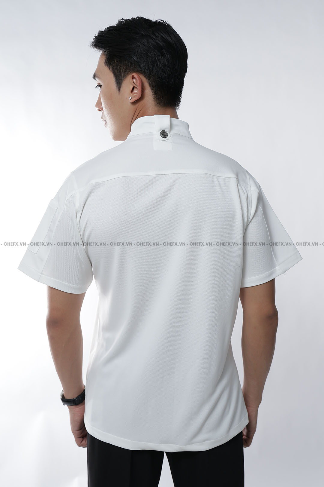[CHEFX9] ÁO BẾP NHẬT NGẮN TAY CÚC BẤM CÓ PHỐI LƯỚI SAU LƯNG