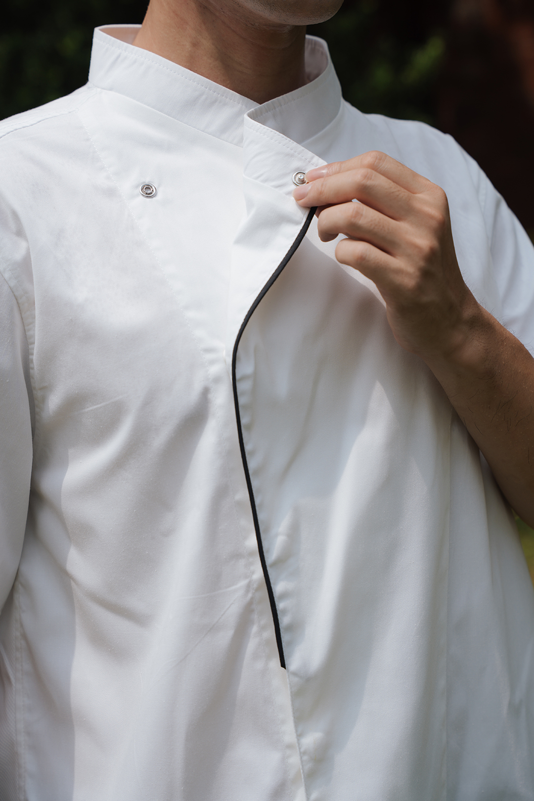 [AN4] Áo Bếp ngắn tay, cổ chéo phối viền cúc bấm - CHEF X Kitchen Uniform