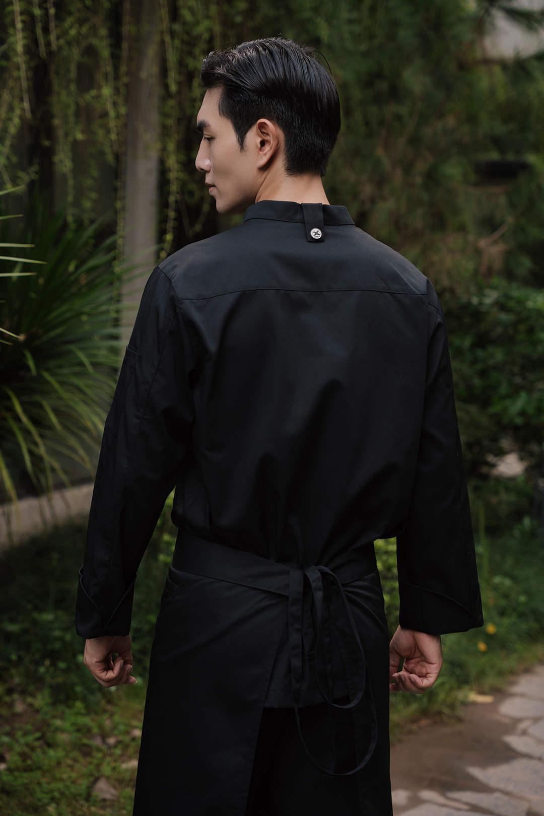 [CHEFX17] Áo Bếp dài tay cổ tàu, cúc cài, không phối lưới - CHEF X Kitchen Uniform