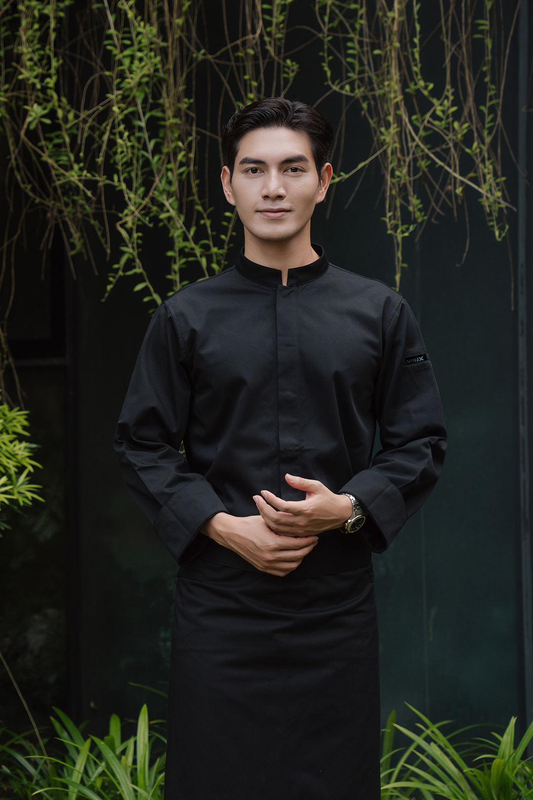 [CHEFX3 - A2] Áo Bếp dài tay cúc bấm có phối lưới dưới cánh tay và sau lưng - CHEF X Kitchen Uniform