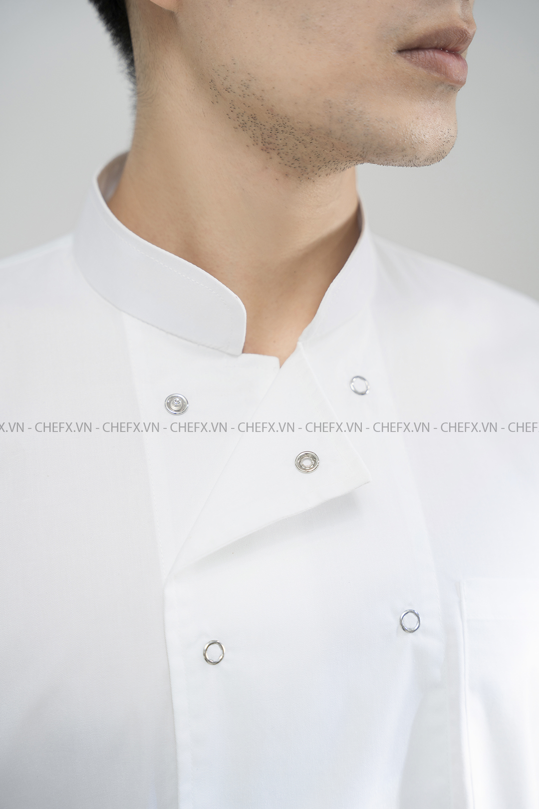 [CT02]ÁO BẾP NGẮN TAY MÀU TRẮNG CT02 CÓ LƯỚI THOÁT KHÍ SAU LƯNG - SHORT SLEEVE WHITE CHEF JACKET WITH MESH PANEL CT02