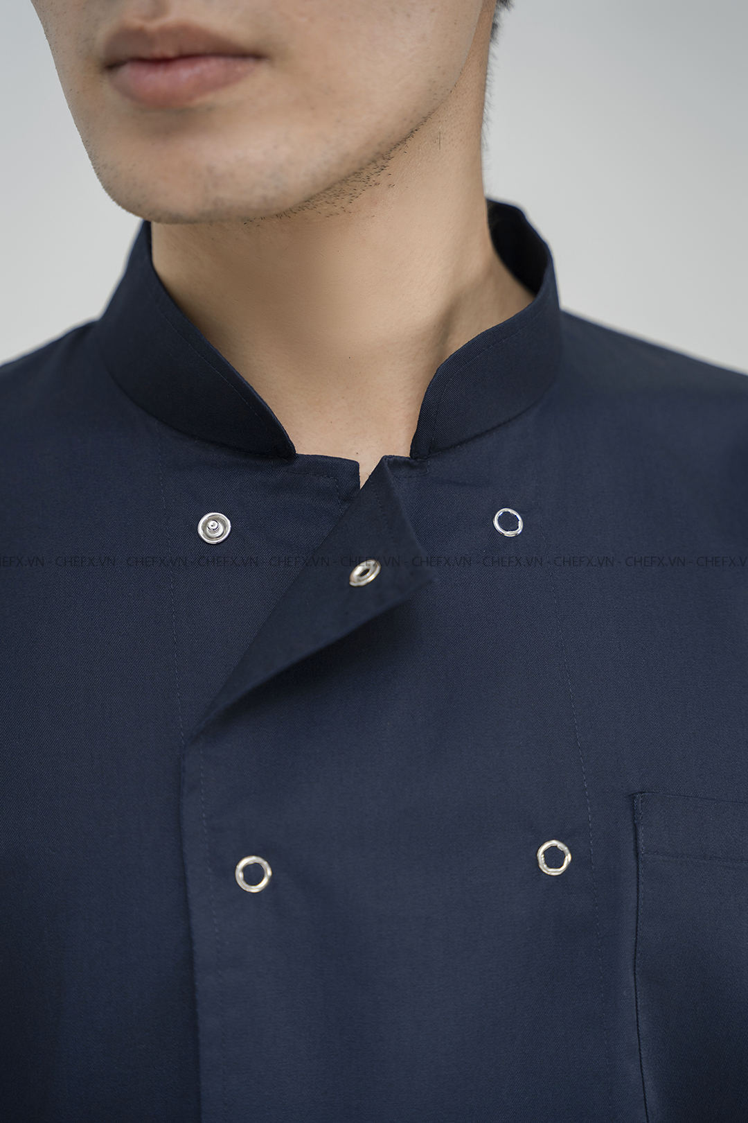 [CT02] ÁO BẾP NGẮN TAY CÚC BẤM PHỐI LƯỚI THOÁT KHÍ SAU LƯNG