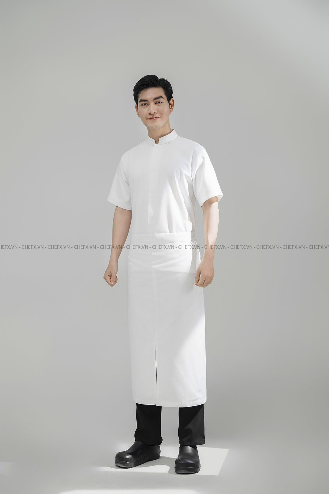 [CHEFX4] ÁO BẾP NGẮN TAY CÚC BẤM CÓ PHỐI LƯỚI SAU LƯNG