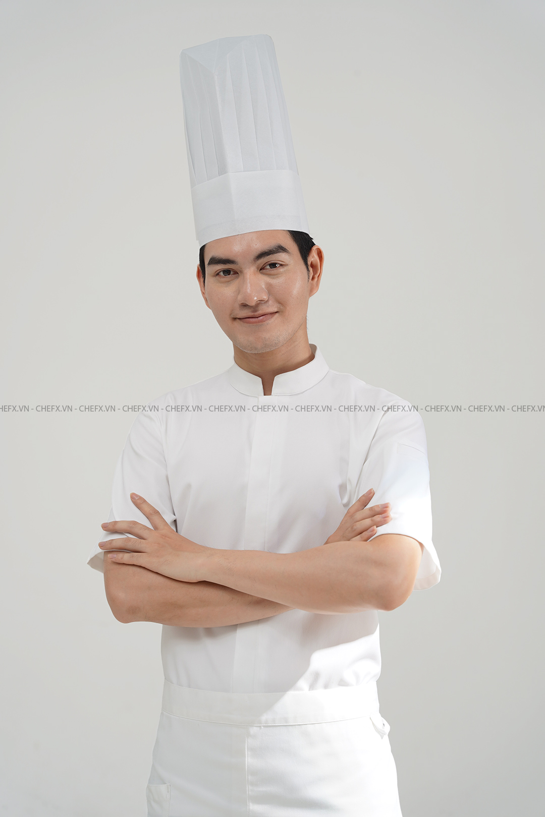 [CHEFX4] ÁO BẾP NGẮN TAY CÚC BẤM CÓ PHỐI LƯỚI SAU LƯNG