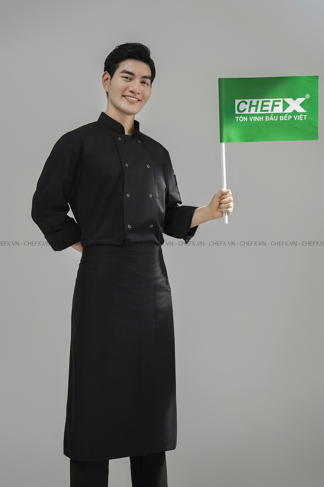 [CHEFX5] ÁO BẾP DÀI TAY CHEFX5 CÓ PHỐI LƯỚI