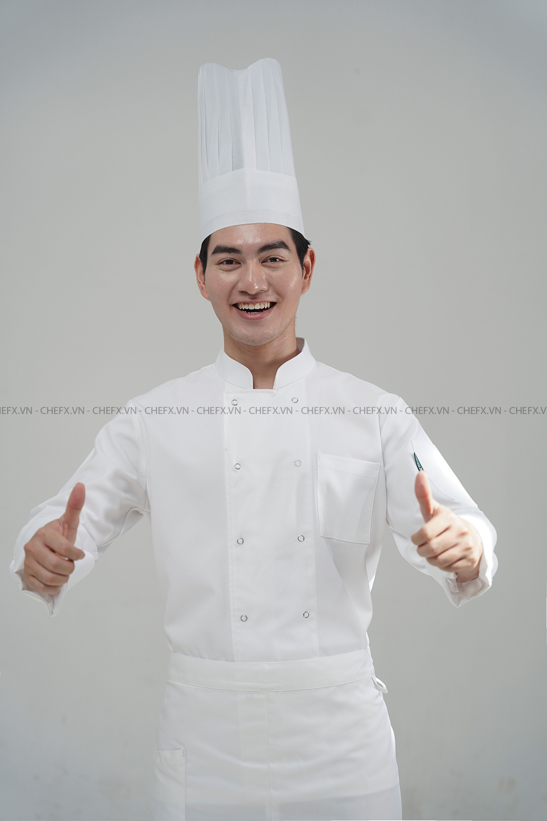 [CHEFX5] ÁO BẾP DÀI TAY CÚC BẤM MÀU ĐEN CÓ PHỐI LƯỚI CO DÃN SAU LƯNG - [CHEFX5] Long sleeve Chef Jacket with Button Closure and Stretch Mesh Back Panel