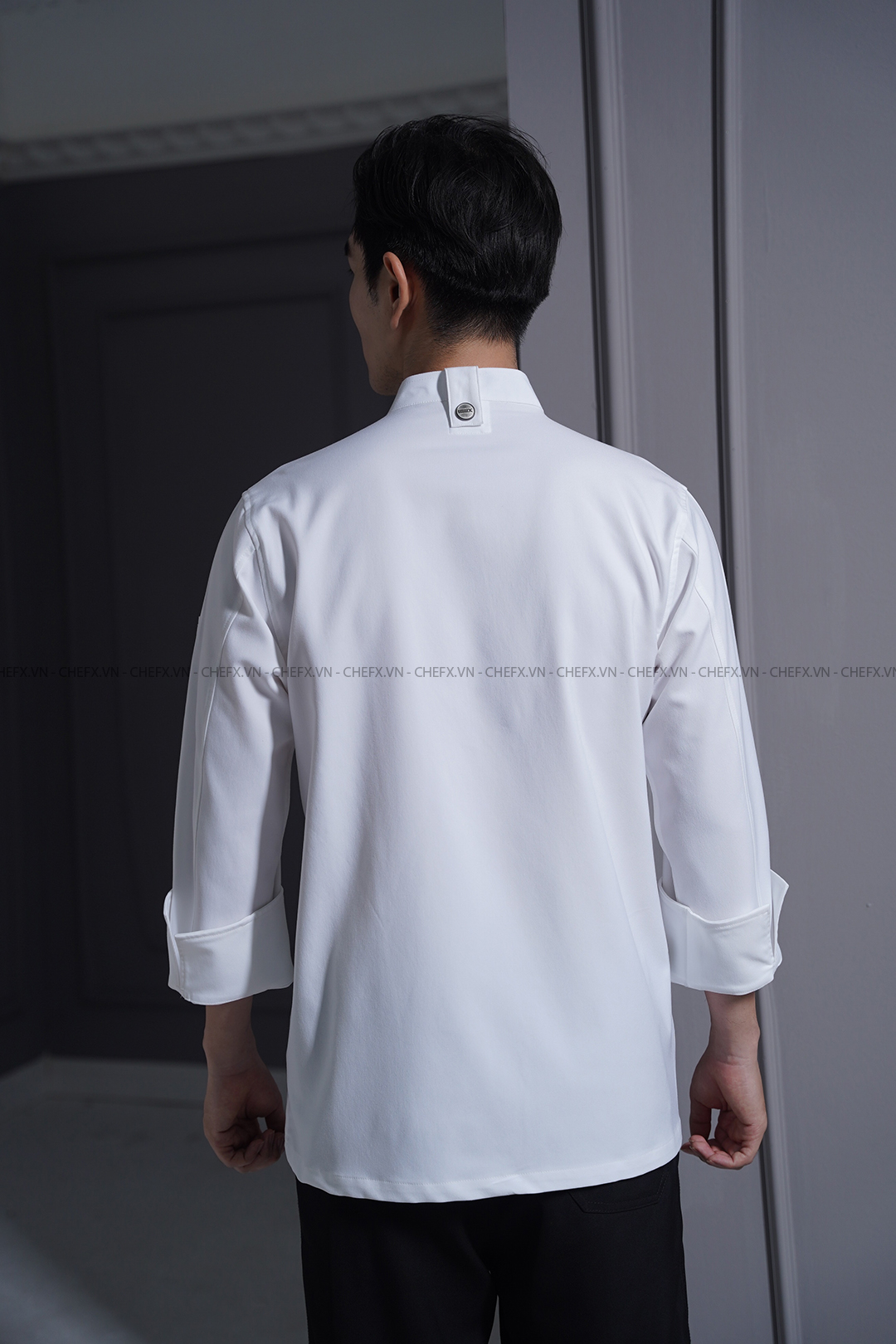 [AD19] Áo Bếp trưởng dài tay cúc bấm cổ tàu - CHEF X Kitchen Uniform