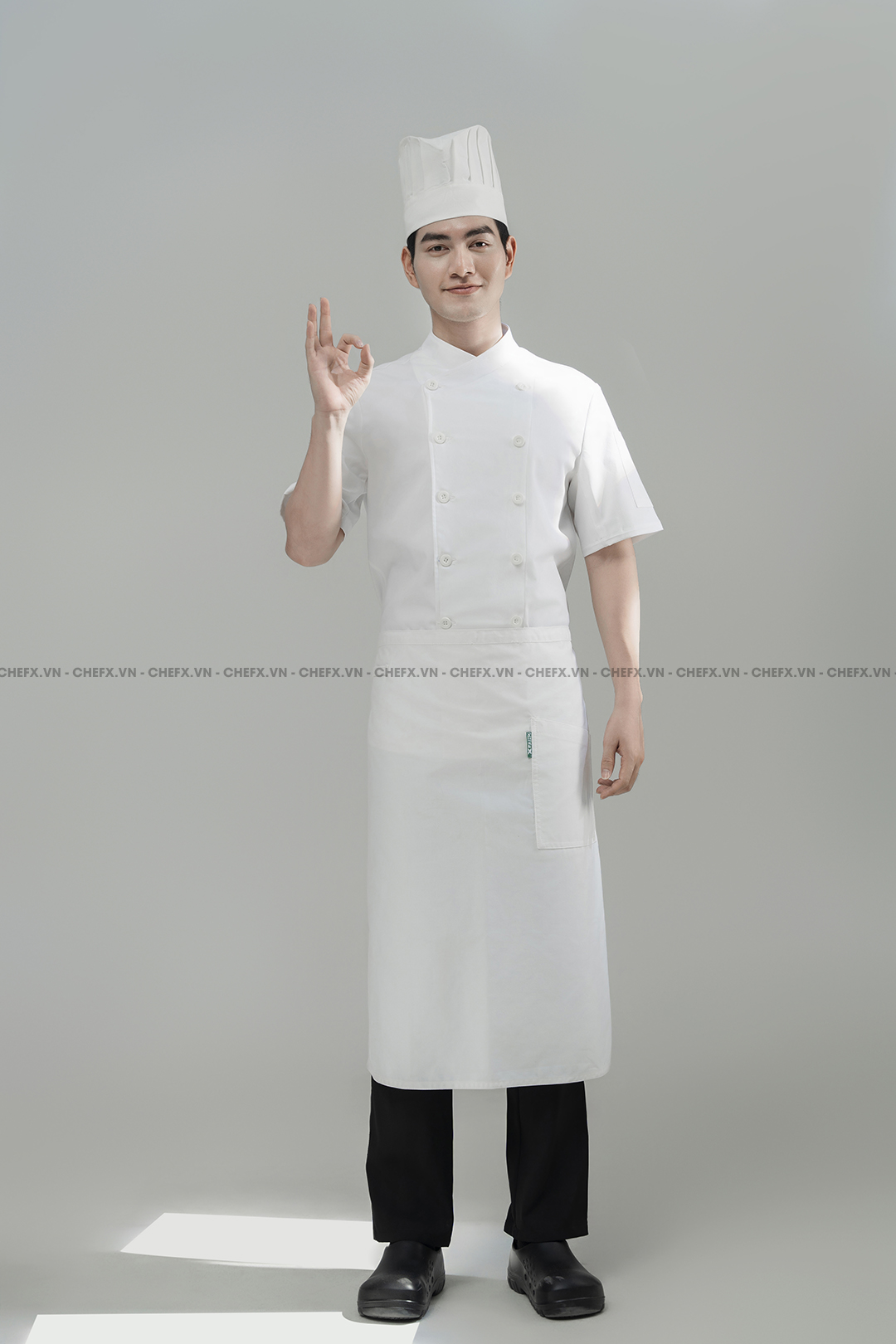 [CHEFX6] ÁO BẾP NGẮN TAY CÚC CÀI, ĐỒNG PHỤC BẾP CÓ PHỐI LƯỚI CO DÃN SAU LƯNG