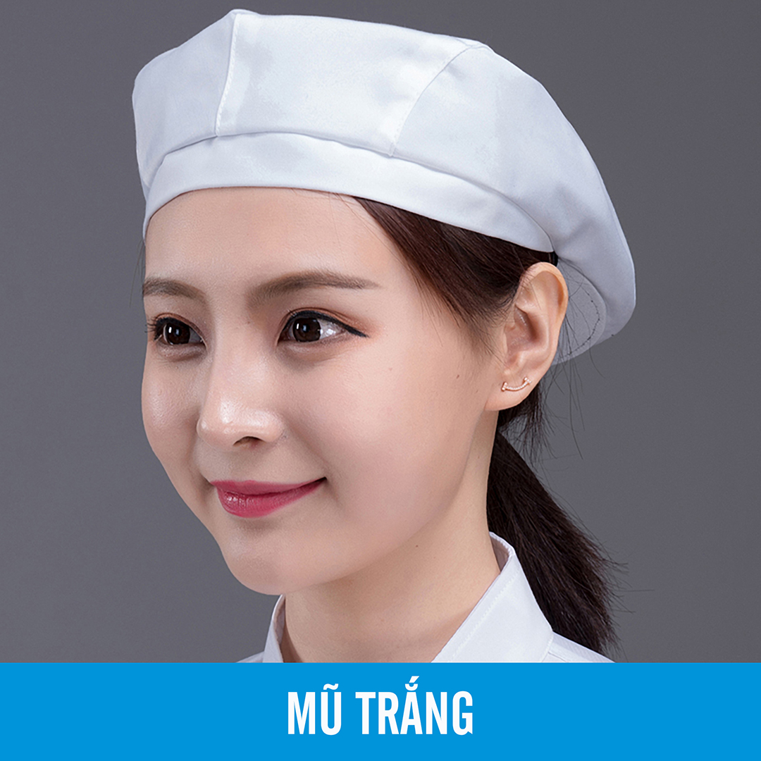 [MB-3] MŨ BẾP ĐỘI NGƯỢC PHONG CÁCH CÓ PHỐI LƯỚI MÀU TRẮNG