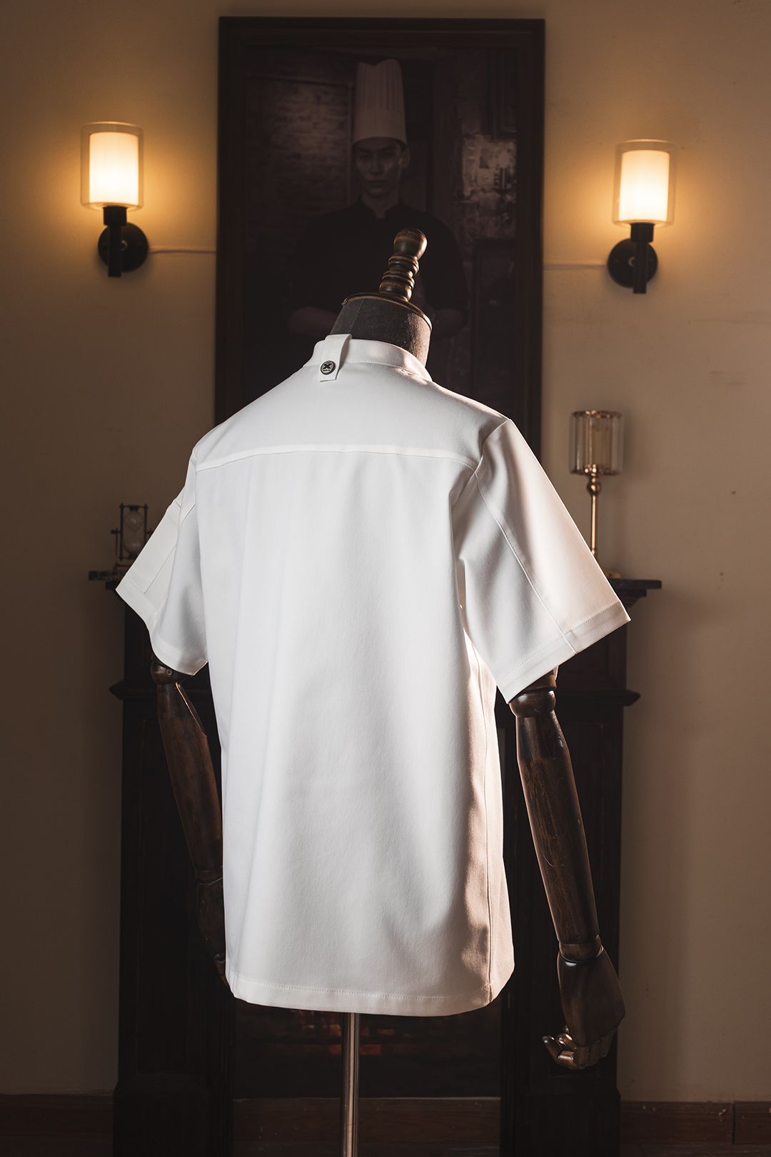 [CHEFX16] Áo Bếp ngắn tay cổ tàu, cúc cài, không phối lưới - CHEF X Kitchen Uniform