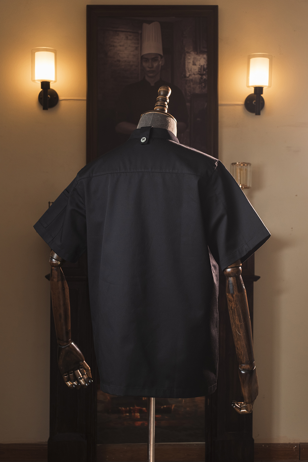 [CHEFX16] Áo Bếp ngắn tay cổ tàu, cúc cài, không phối lưới - CHEF X Kitchen Uniform