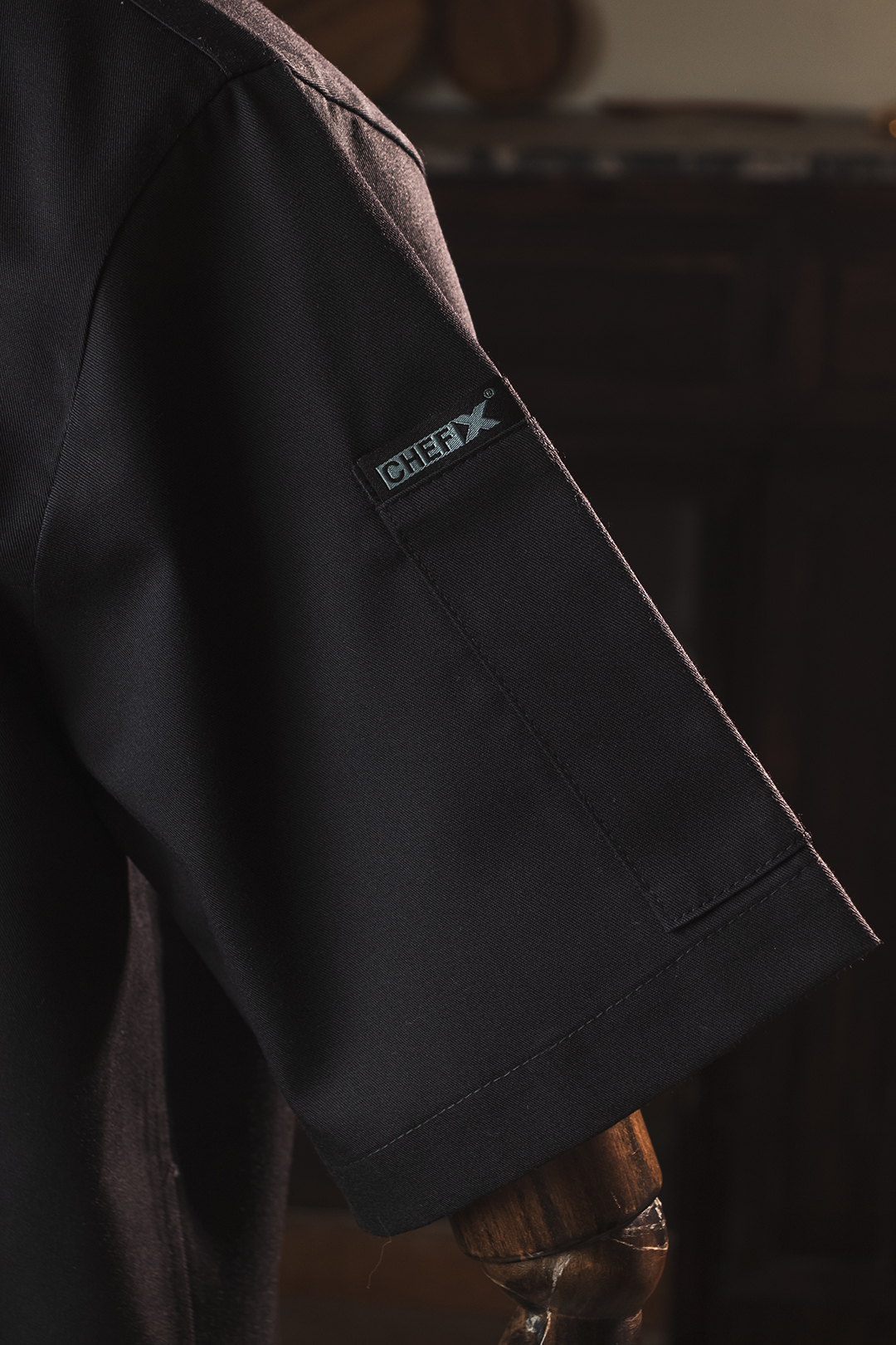 [CHEFX16] Áo Bếp ngắn tay cổ tàu, cúc cài, không phối lưới - CHEF X Kitchen Uniform