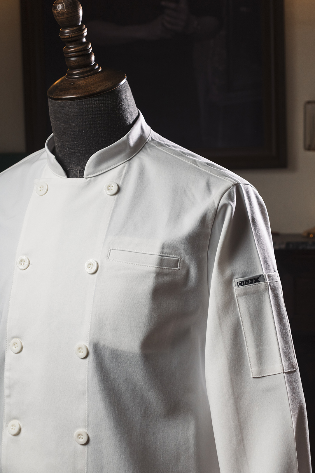 [CHEFX17] Áo Bếp dài tay cổ tàu, cúc cài, không phối lưới - CHEF X Kitchen Uniform