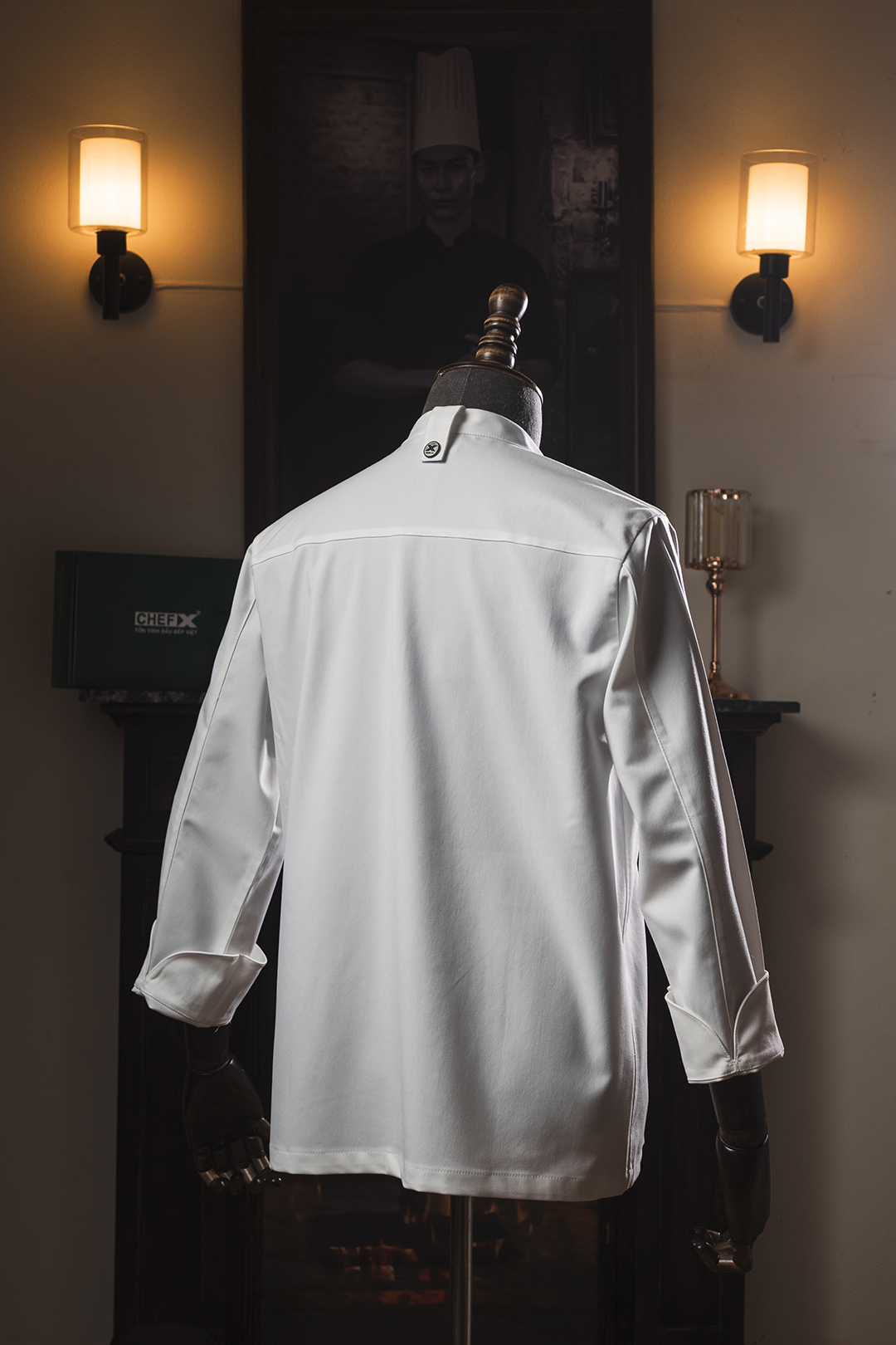 [CHEFX17] Áo Bếp dài tay cổ tàu, cúc cài, không phối lưới - CHEF X Kitchen Uniform