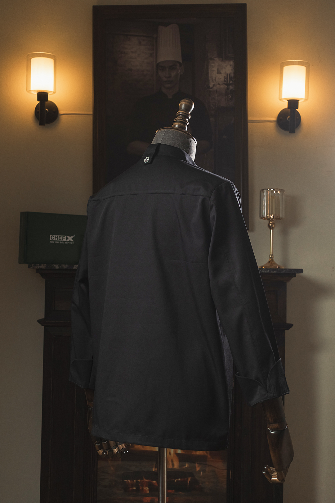 [CHEFX17] Áo Bếp dài tay cổ tàu, cúc cài, không phối lưới - CHEF X Kitchen Uniform