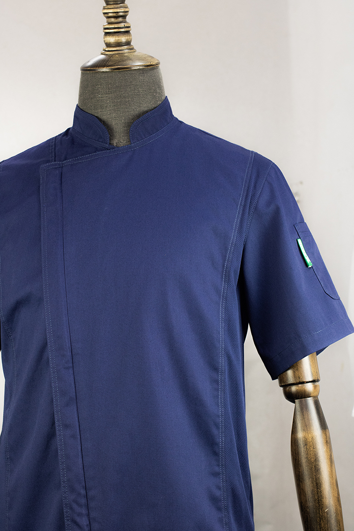 [CHEFX1] ÁO BẾP NGẮN TAY MÀU NAVI CÓ PHỐI LƯỚI - CHEFX1 SHORT SLEEVE CHEF JACKET WITH MESH DETAIL