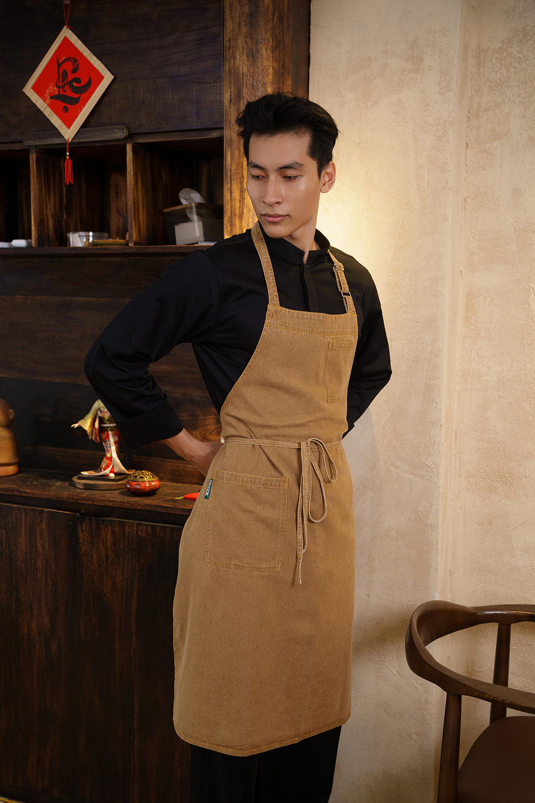 (TD-6) TẠP DỀ YẾM VẢI JEAN MÀU NÂU VÀNG