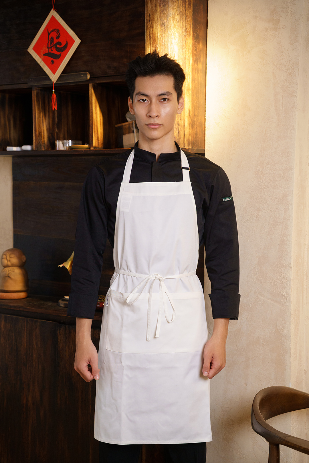 (TD-2) TẠP DỀ YẾM MÀU TRẮNG CHUYÊN DỤNG DÀI 90CM VẢI KAKI HÀN QUỐC KHÔNG XÙ LÔNG