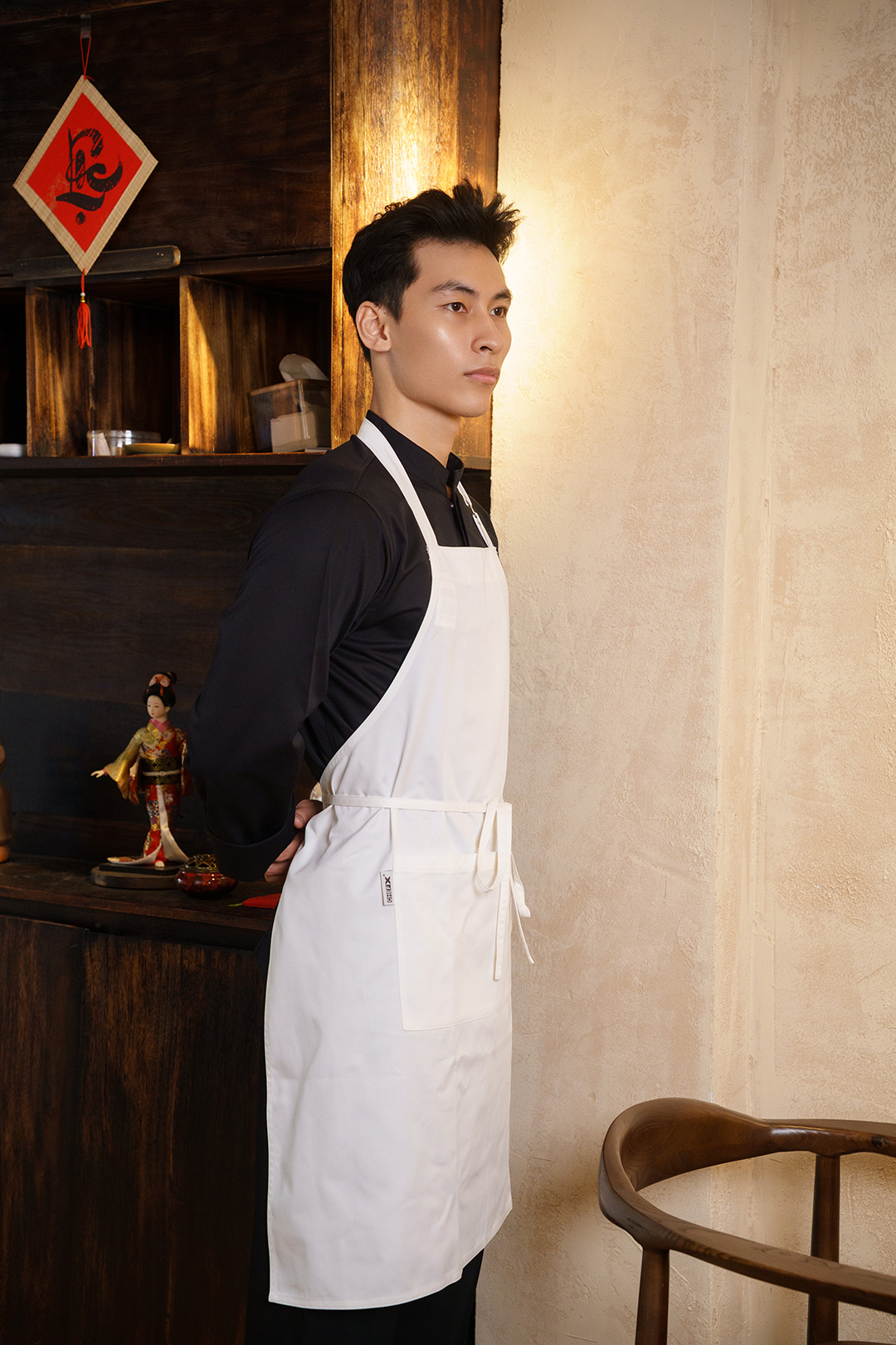 (TD-2) TẠP DỀ YẾM MÀU TRẮNG CHUYÊN DỤNG DÀI 90CM VẢI KAKI HÀN QUỐC KHÔNG XÙ LÔNG