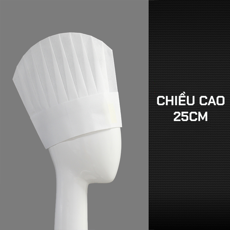 [MB-5] MŨ ĐẦU BẾP CAO VẢI KHÔNG DỆT CAO 25CM - HIGH CHEF HAT IN NON-WOVEN FABRIC