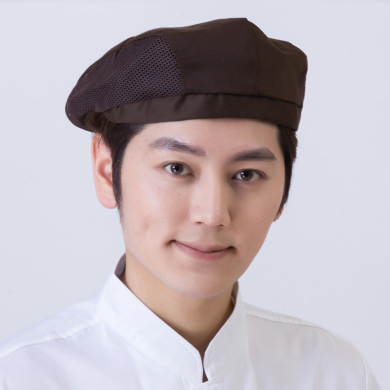 [MB-3] MŨ BẾP ĐỘI NGƯỢC PHONG CÁCH CÓ PHỐI LƯỚI MÀU NÂU