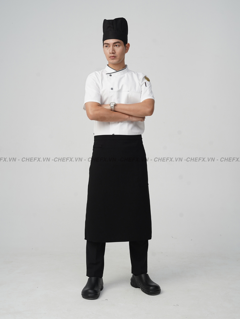 [CT09] ÁO BẾP NGẮN TAY MÀU TRẮNG MÁT ĐẸP - SHORT SLEEVE WHITE CHEF JACKET