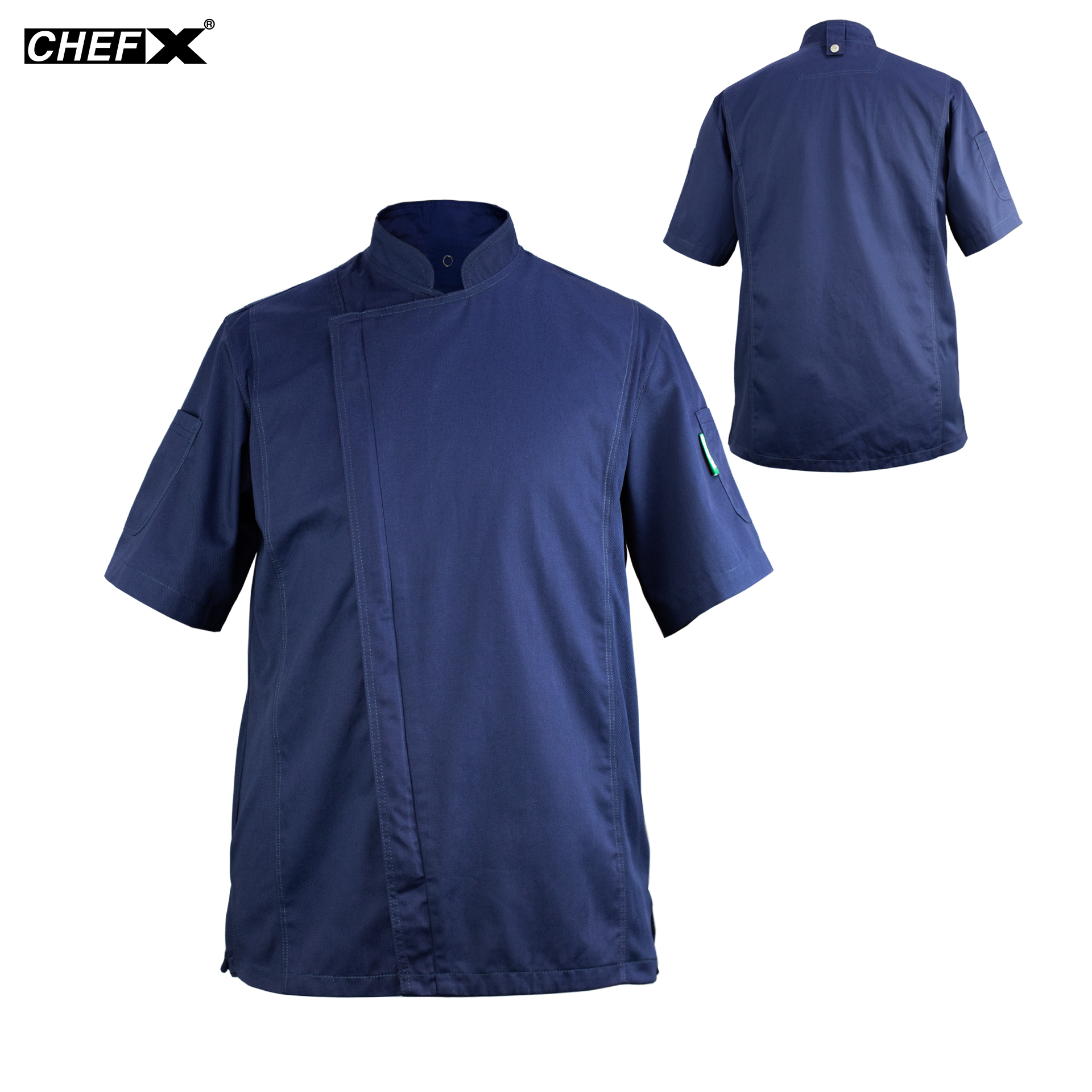 [CHEFX1] ÁO BẾP NGẮN TAY MÀU NAVI CÓ PHỐI LƯỚI - CHEFX1 SHORT SLEEVE CHEF JACKET WITH MESH DETAIL