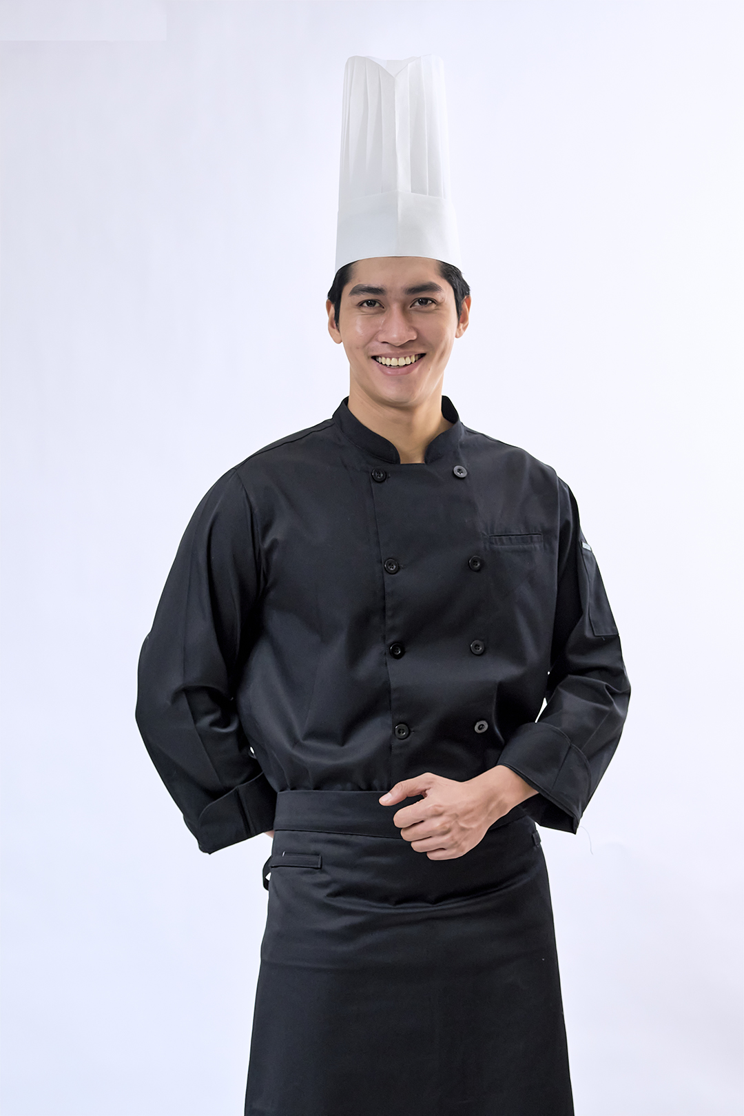 [CHEFX17] Áo Bếp dài tay cổ tàu, cúc cài, không phối lưới - CHEF X Kitchen Uniform
