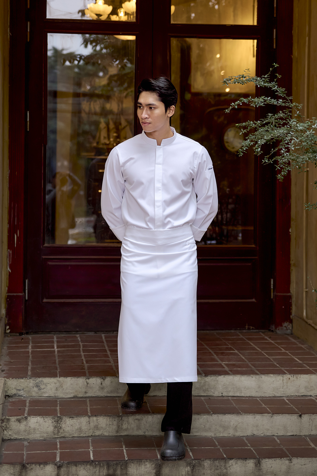 [CHEFX3 - A2] Áo Bếp dài tay cúc bấm có phối lưới dưới cánh tay và sau lưng - CHEF X Kitchen Uniform