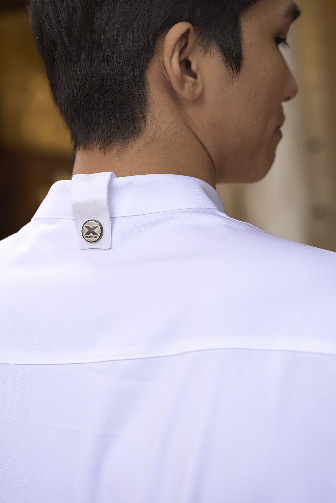 [CHEFX16] Áo Bếp ngắn tay cổ tàu, cúc cài, không phối lưới - CHEF X Kitchen Uniform