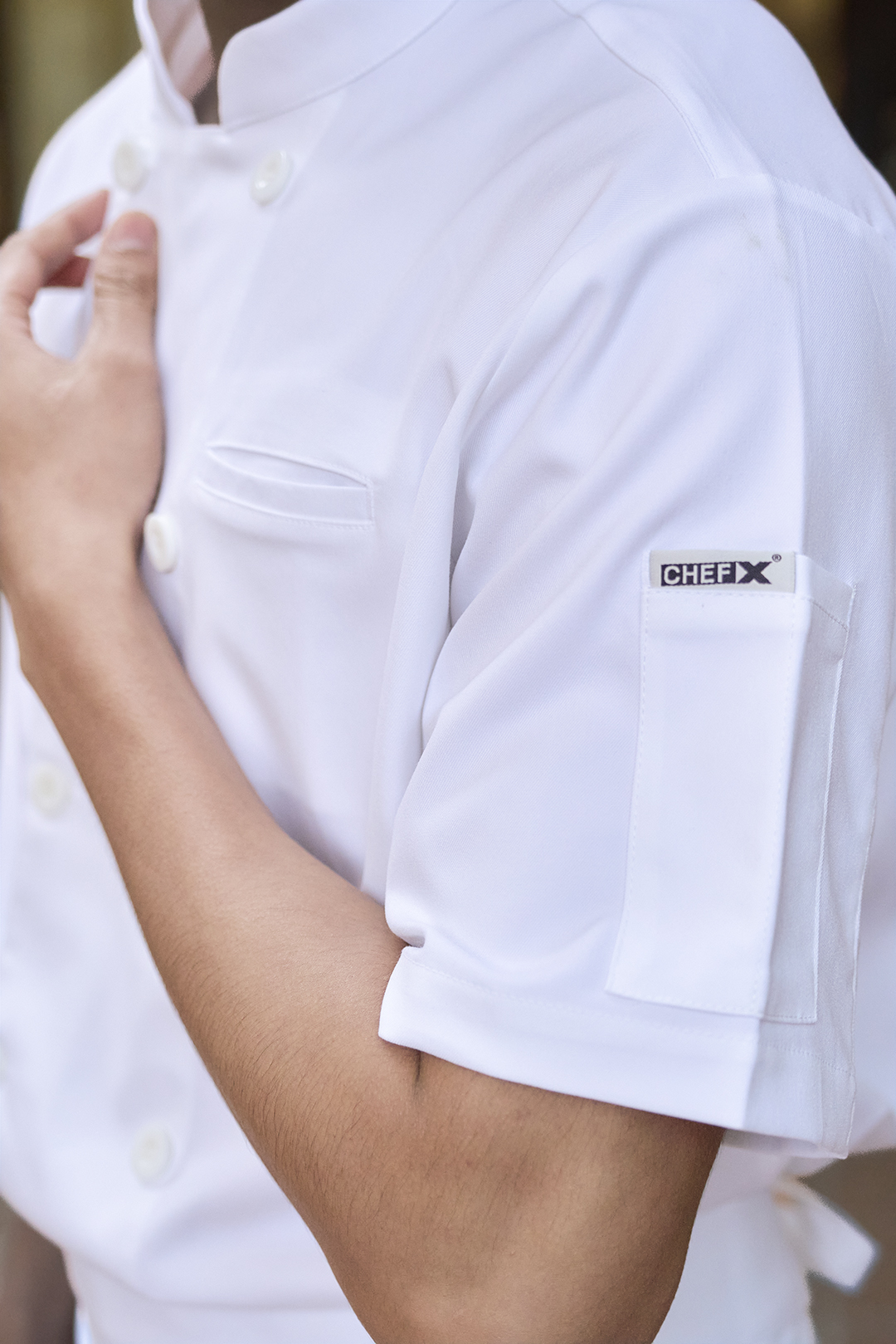 [CHEFX17] Áo Bếp dài tay cổ tàu, cúc cài, không phối lưới - CHEF X Kitchen Uniform