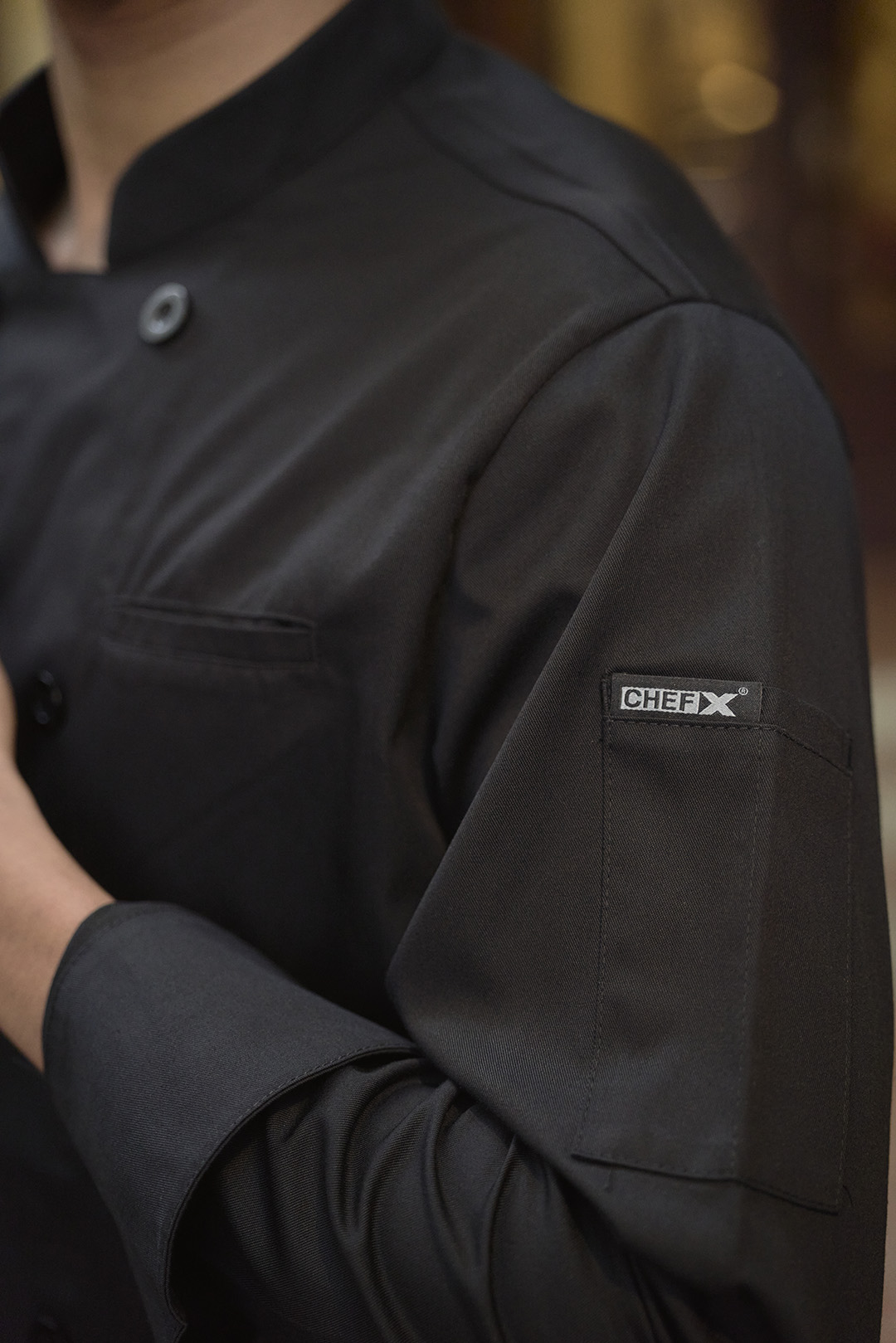 [CHEFX17] Áo Bếp dài tay cổ tàu, cúc cài, không phối lưới - CHEF X Kitchen Uniform