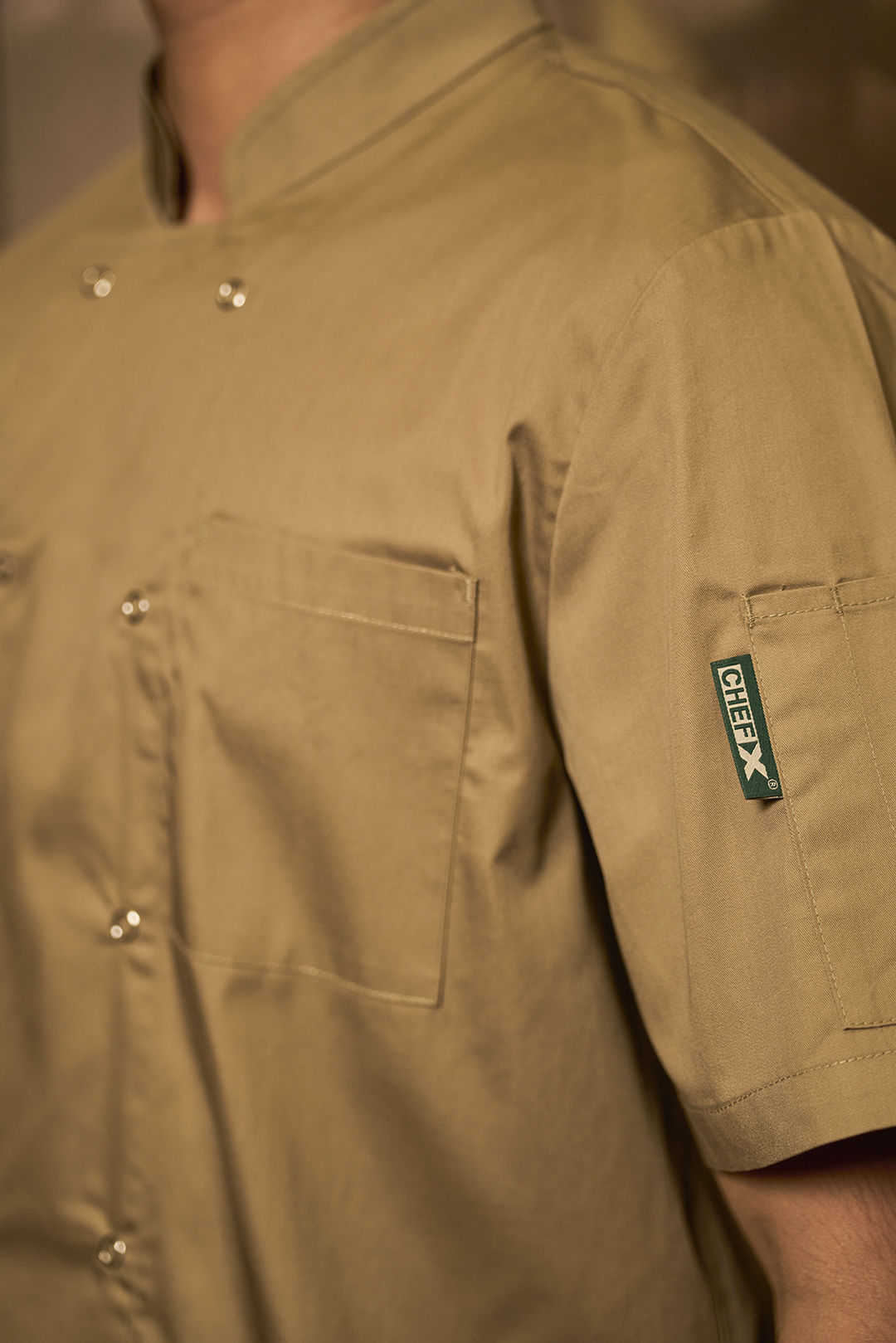[AN1] Áo Bếp ngắn tay, cúc bấm tiện lợi có phối lưới sau lưng - CHEF X Kitchen Uniform