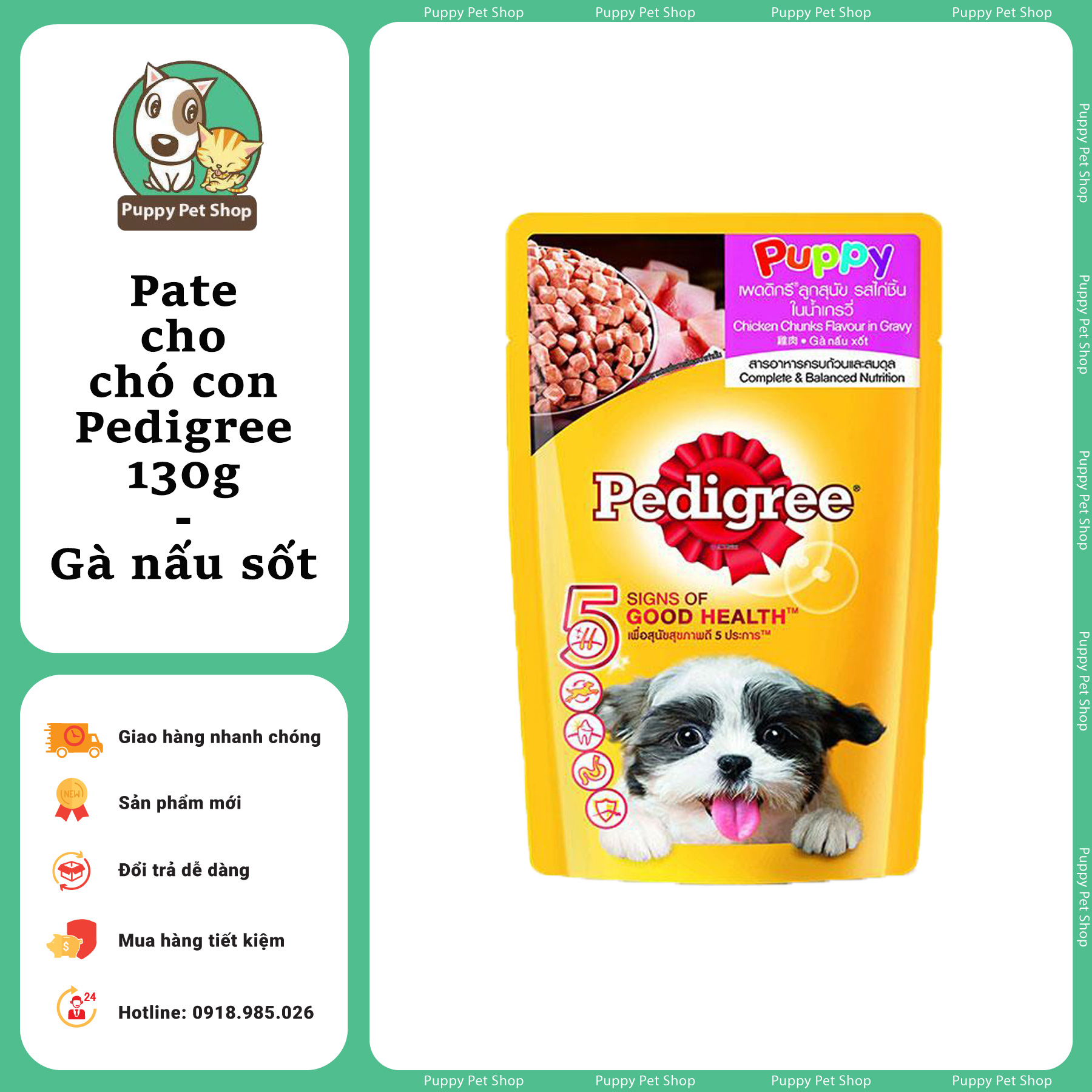 Pate dinh dưỡng cho chó - Pedigree 130g Puppy Pet Shop Pate dinh dưỡng cho chó - Pedigree 130g Puppy Pet Shop