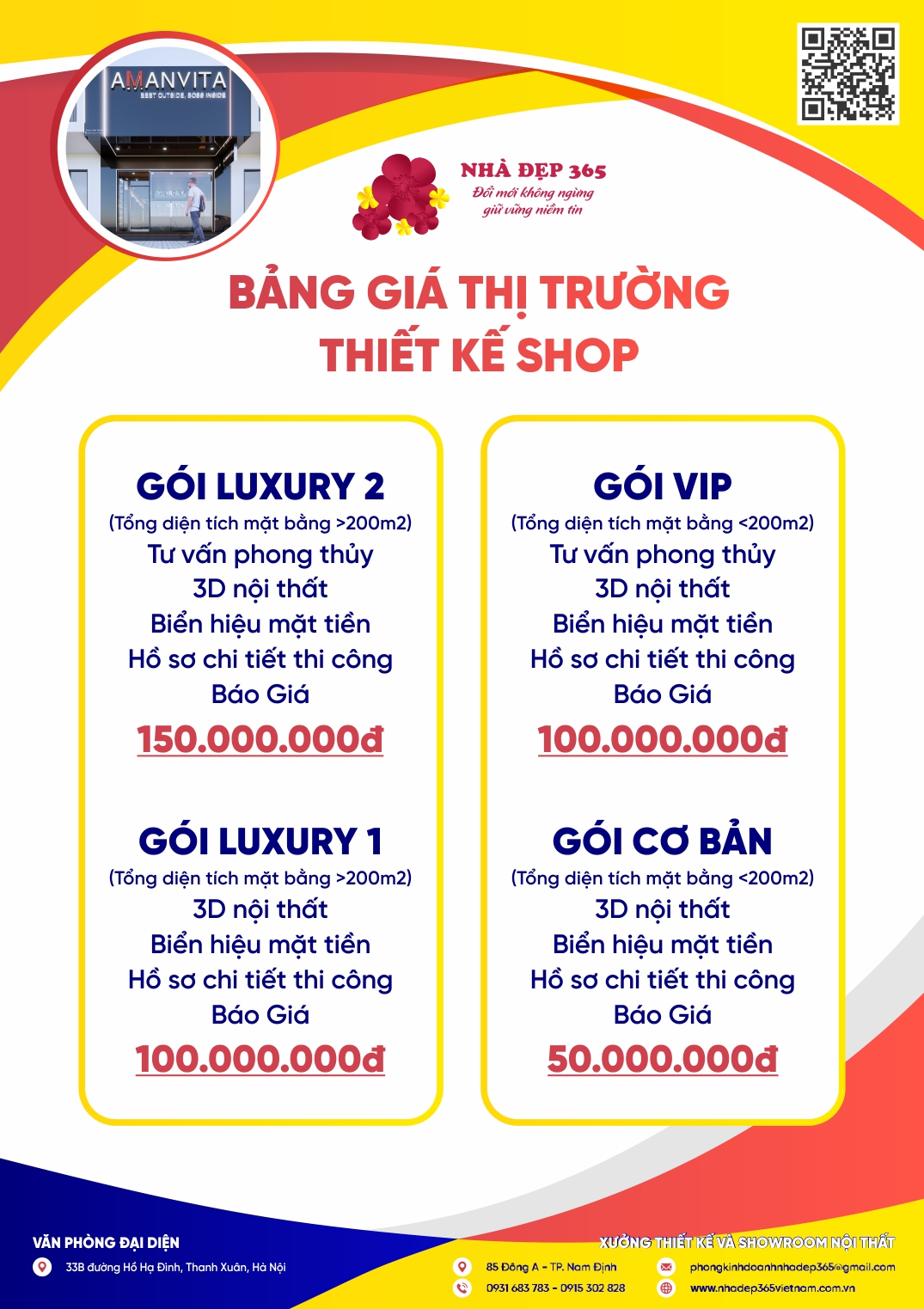 BẢNG GIÁ THỊ TRƯỜNG THIẾT KẾ SHOP