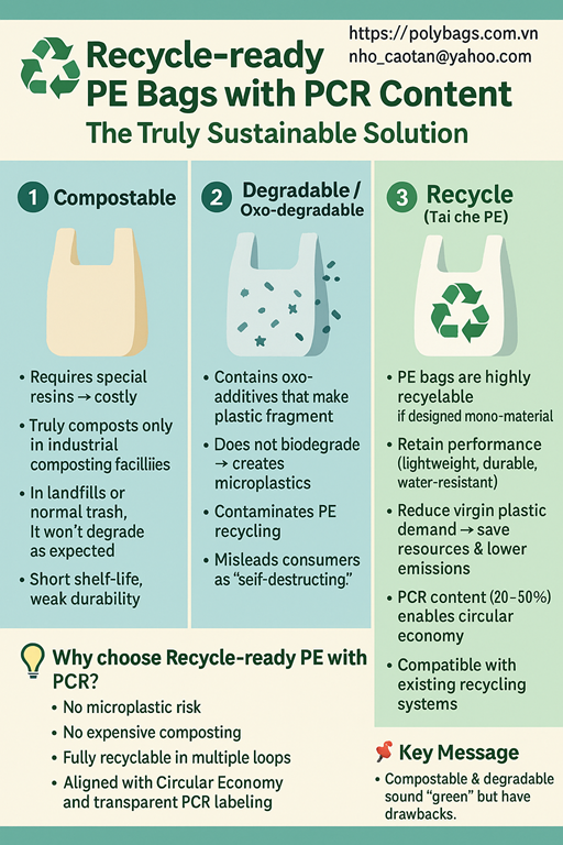 Recycle-ready PE bags + PCR content Recycle-ready PE bags + PCR content