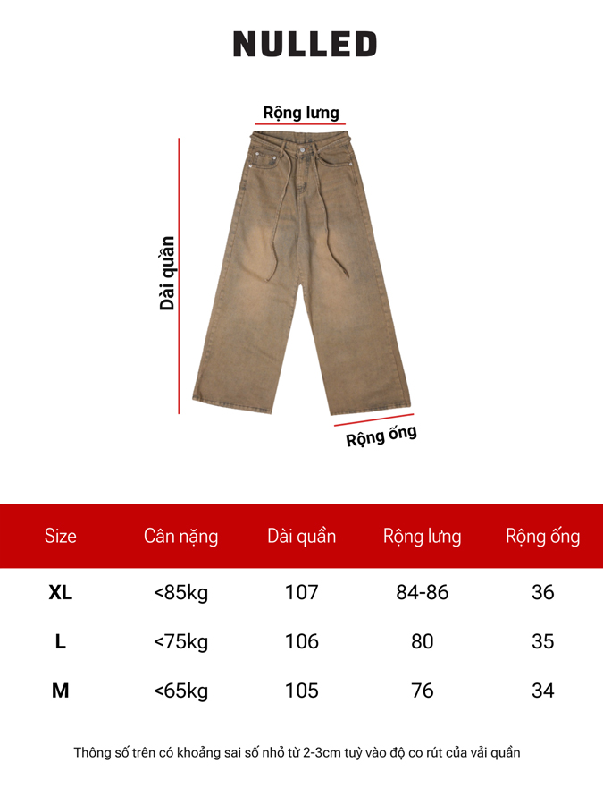 Quần jean ống rộng unisex brand NULLED