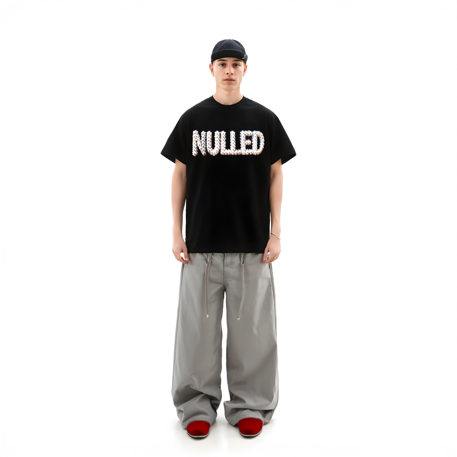 Áo thun đen in chữ NULLED Gemstone Tee N-T15-D