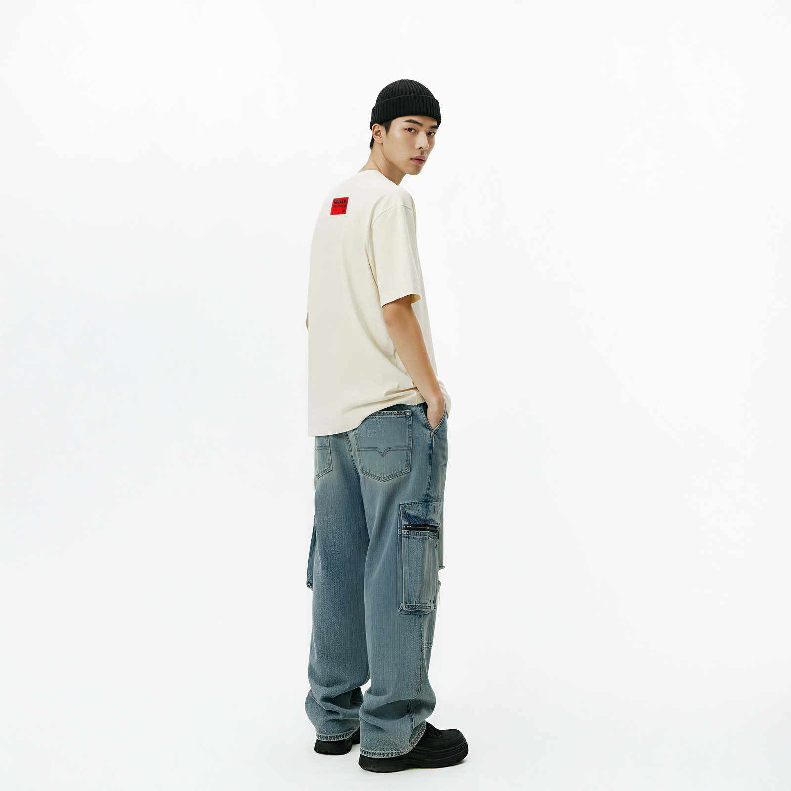 Áo phông màu kem NULLED Basic Tee N-T00-K