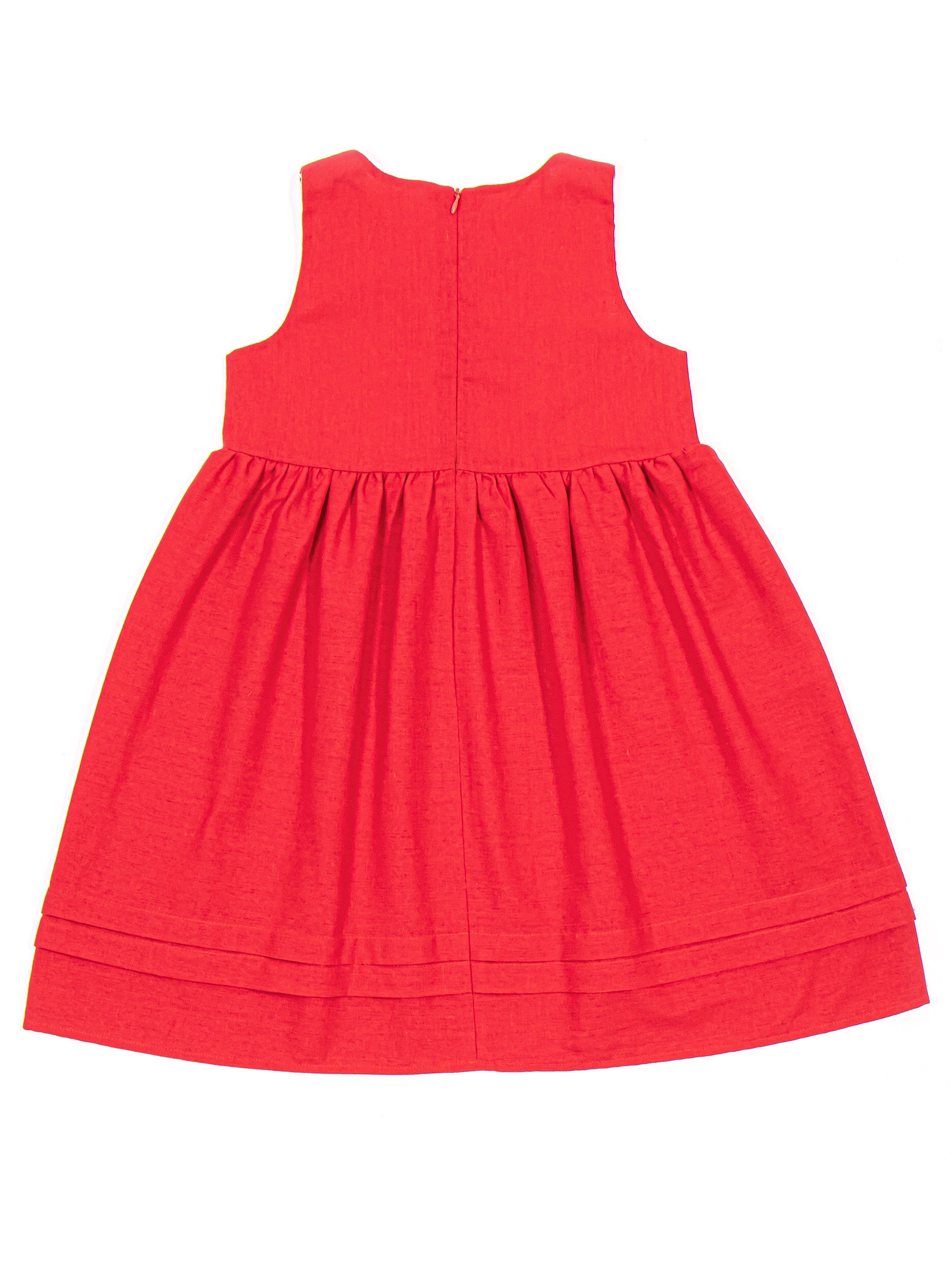 Flowers Attached Red Kid Dress - Áo đầm bé gái màu đỏ đính hoa