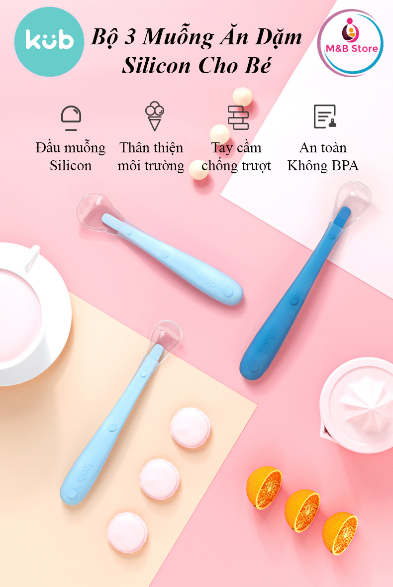 Bộ 3 Muỗng Ăn Dặm SIlicon - KUB