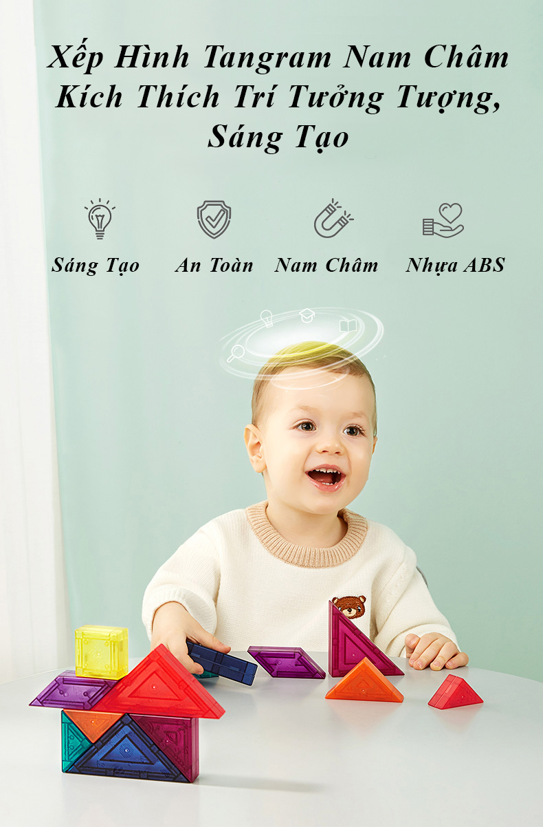 Đồ Chơi Trí Tuệ Xếp Hình Tangram Nam Châm - KUB