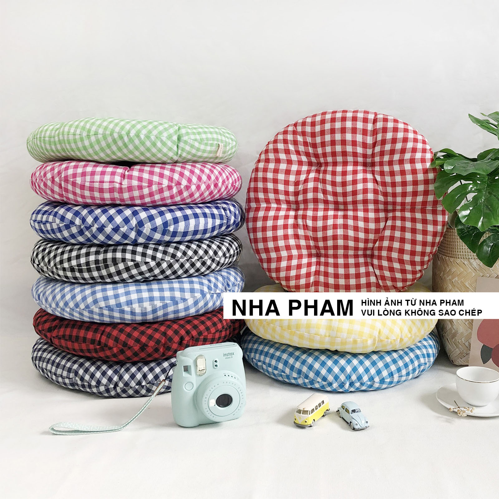 đệm tròn caro nhiều màu